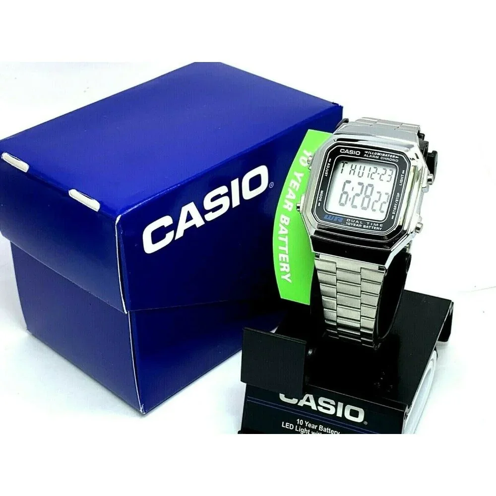 Casio Men's Watch A178WA-1A Silver Stainless Steel 34mm Digital Quartz 3234